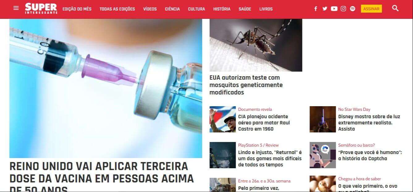 Print da tela inicial do site: Print da tela inicial do site: