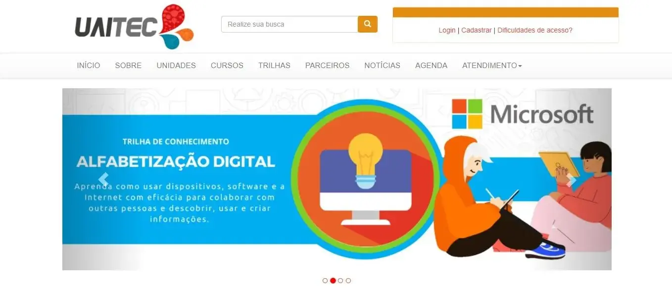 Print da tela inicial do site: Print da tela inicial do site: