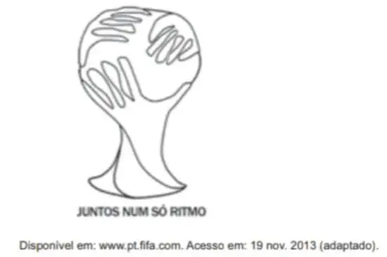 O comitê organizador da Copa do Mundo 2014 criou a logomarca da Copa, composta de uma figura plana e o slogan “Juntos num só ritmo”, com mãos que se unem formando a taça Fifa.  O comitê organizador da Copa do Mundo 2014 criou a logomarca da Copa, composta de uma figura plana e o slogan “Juntos num só ritmo”, com mãos que se unem formando a taça Fifa.